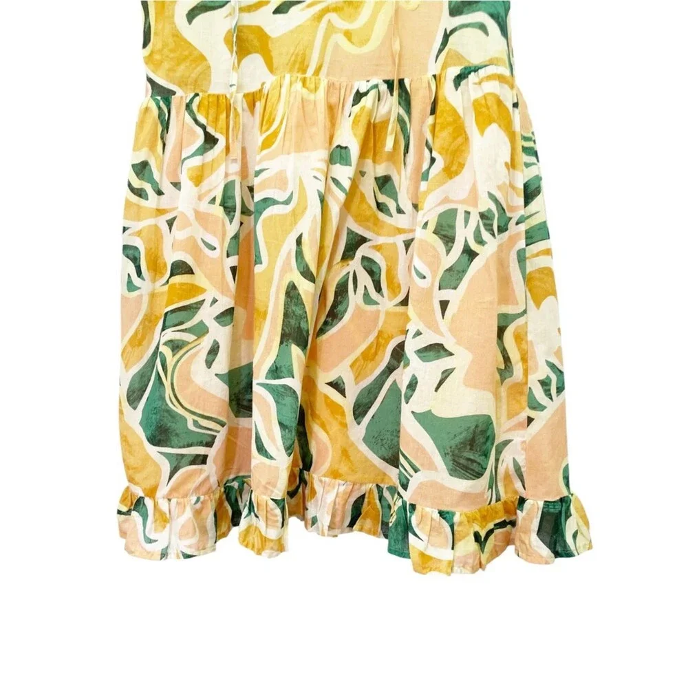 NWT Rails Zinnia Dress Size XS Tulum Abstract Print Cotton Flutter Sleeve Mini